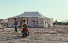 Al-Ghanem befriended many of the locals during her stay. Pictured here are the children of a refugee man who was a member of the construction team. 