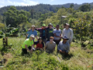 The UB EWB team poses with La Laguna community members. Back Row: Gavin Amos, Nelson Picado, Scott Scheers, community member Jose Maria, Aaron Chaney. Front Row: Rosaleen Nogle, Carlos Abreu, Evan Supple, and another community member.