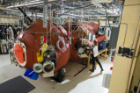 This chamber in UB's CRESE lab is both hyperbaric and hypobaric. One of the few such chambers in the world, it allows researchers to conduct experiments in conditions simulating up to a mile of ocean depth, or to 120,000 feet altitude. Photo: Douglas Levere