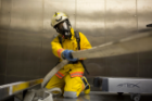 firefighter being tested in CRESE lab. 