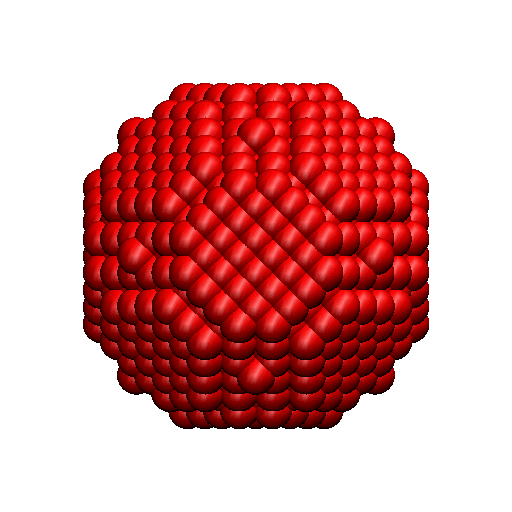 Animation of atoms within a nanoparticle.