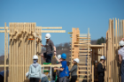 Freshman architecture students from the University at Buffalo install their studio project, titled Ritual Space, at Artpark in Lewiston, New York. Photo: Meredith Forrest Kulwicki