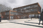 Student rendering of UB Police headquarters, called the Wellness Gateway.