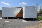UB’s GRoW Home, a student-built solar home that traveled across the country to place atop the 2015 Solar Decathlon, was reassembled behind Hayes Hall.