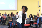 Keynote speaker Kenyani Davis, assistant professor in the Department of Medicine, stresses the importance of hard work and networking.