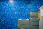 Customizable UB wallpaper is designed for use in various locations on campus. Here, it's found in Student Accounts. Photo: Meredith Forrest Kulwicki 