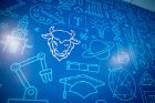 A detail of the customizable UB wallpaper, designed by alumnus Michael Gellen. Photo: Meredith Forrest Kulwicki 