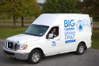 A detail of the Campus Mail vehicle wrap. Photo: Douglas Levere