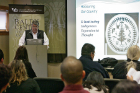 Bob Antone, a founder of UB's Department of American Studies, speaks at a Baldy Center conference.