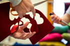 Students cut out hundreds of hearts.