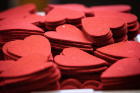 The felt hearts are used for Stitch Buffalo's signature "Buffalove" pins.
