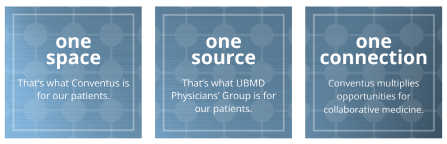 Graphic with blue background and part of UBMD's logo in white.